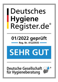 Deutsches Hygieneregister Zertifikat - 01/2022 - Sehr gut - Praxis für Physiotherapie Britta von Wieding